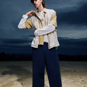 Balloon Fit Cargo Joggers For Men Blue Color
