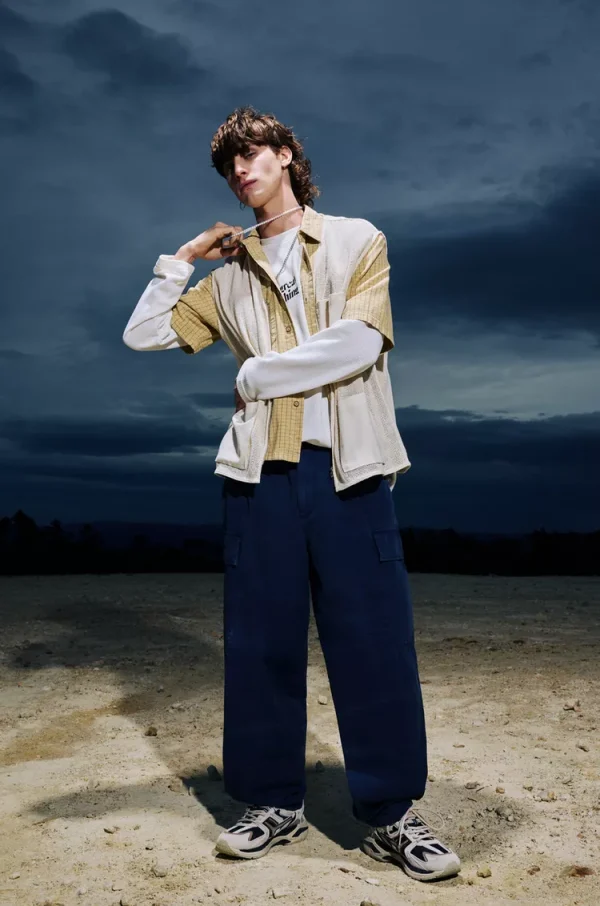 Balloon Fit Cargo Joggers For Men Blue Color