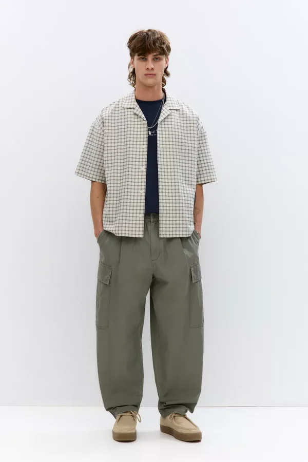 Balloon Fit Cargo Joggers For Men Olive Green Color - Image 3