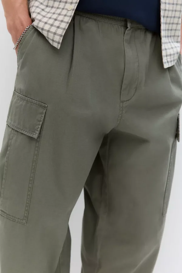 Balloon Fit Cargo Joggers For Men Olive Green Color - Image 5