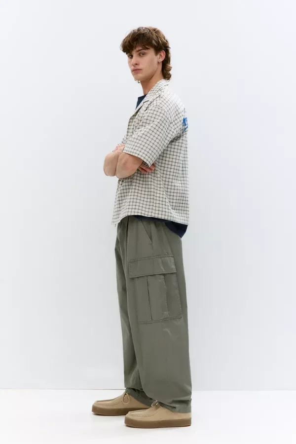 Balloon Fit Cargo Joggers For Men Olive Green Color