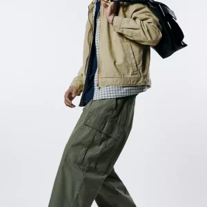 Balloon Fit Cargo Joggers For Men Olive Green Color