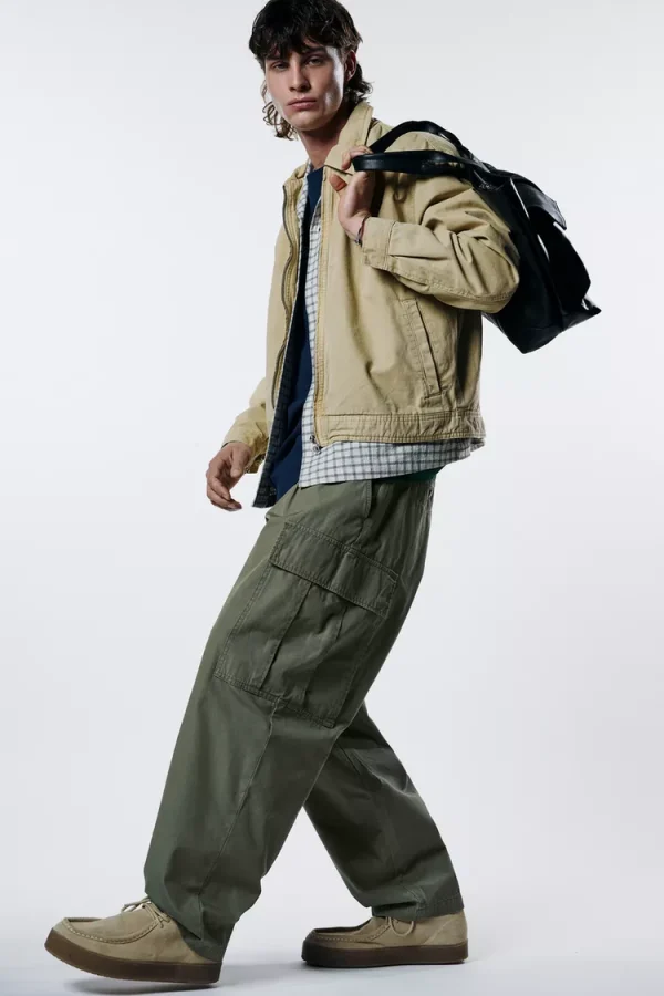 Balloon Fit Cargo Joggers For Men Olive Green Color - Image 2