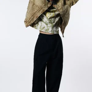 Balloon Fit Cargo Joggers For Men Black Color